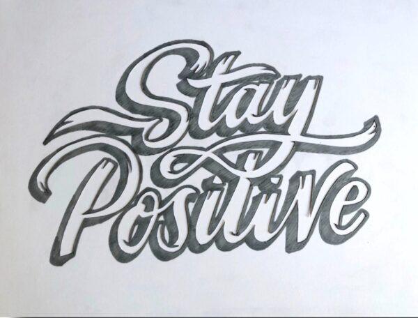 Stay Positive (papercut white)