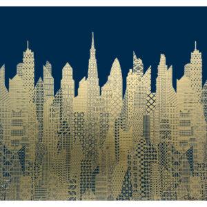 Cityscape Dark Blue & Gold