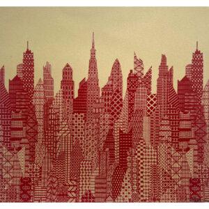 Cityscape Gold and Red