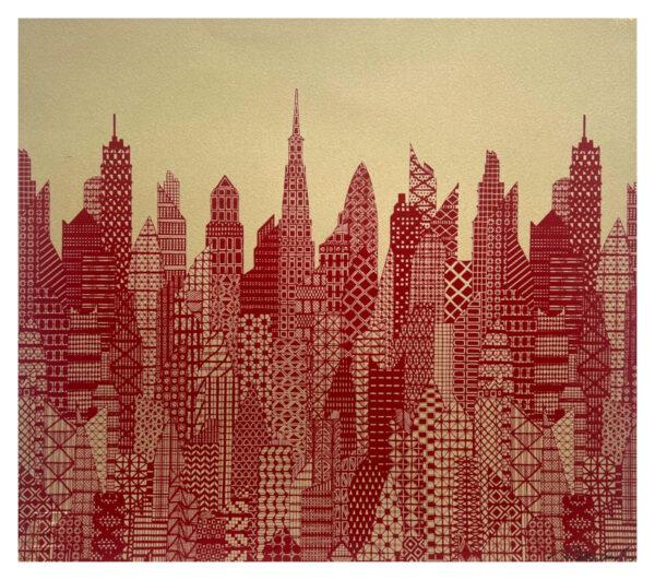 Cityscape Gold and Red